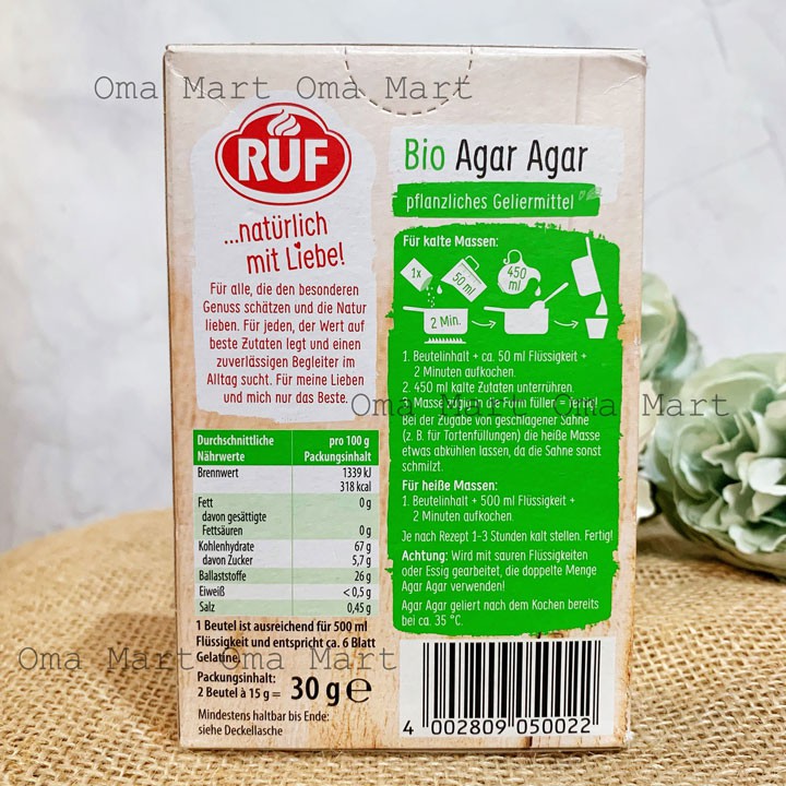 Bột làm thạch Agar hữu cơ Ruf 2 gói