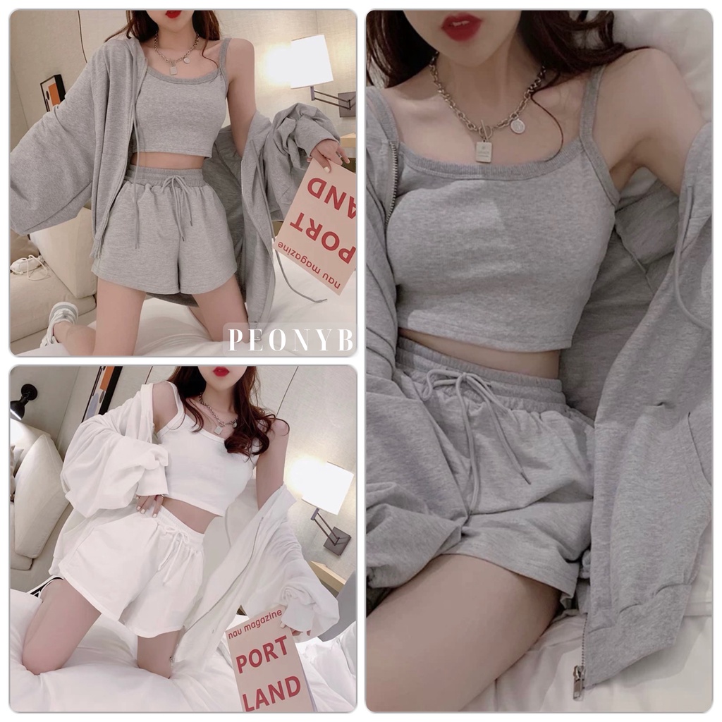 🌸 Bộ đồ quần sooc đùi áo 2 dây kiểu dáng basic hàn quốc đẹp 🌸