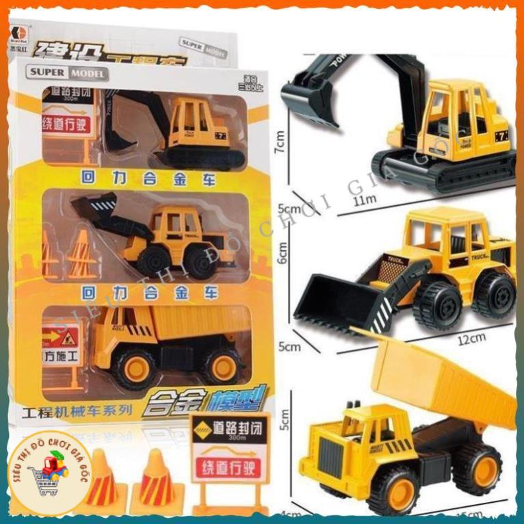 Đồ chơi Bộ sưu tập 3 xe ô tô công trường, xe cẩu, xe bom, xe tải, máy bay, xe bồn bê tông