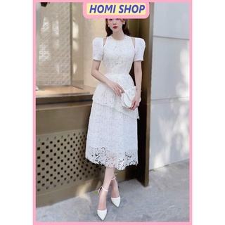Đầm ren dự tiệc khoét vai tôn body - HOMI SHOP - Váy ren thiết kế có sẵn chất liệu cao cấp đẹp bền tôn da - ẢNH THẬT