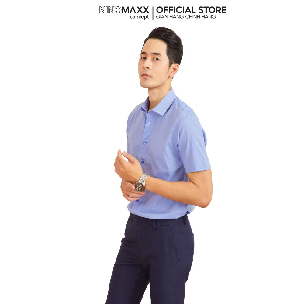 N&amp;M CLUB Áo Sơ Mi Nam Tay ngắn họa tiết chấm bi chất liệu Bamboo cotton 2105045