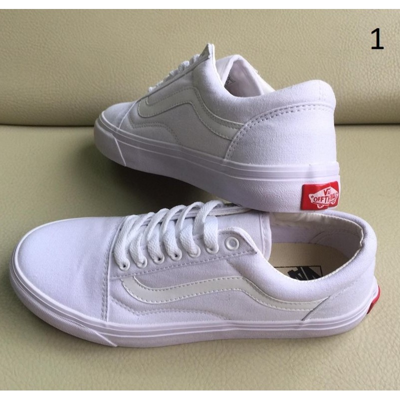 Giày thể thao nam nữ trắng, giày vải thấp cổ, buộc dây | BigBuy360 - bigbuy360.vn