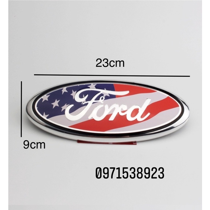 Biểu Tượng Logo Dán Truớc Sau Xe Ford Kích thước: 23x9cm - 3 màu: Đen, Xanh, Cờ Mỹ