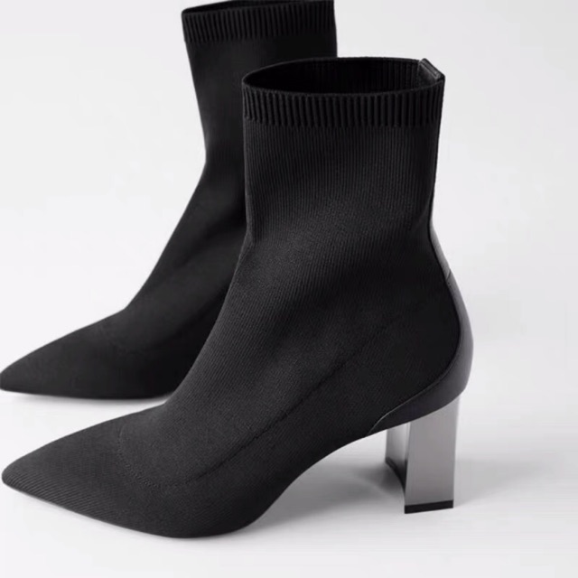 Boot len phối da gót kim loại ZR mẫu mới 2019 . Ảnh thật