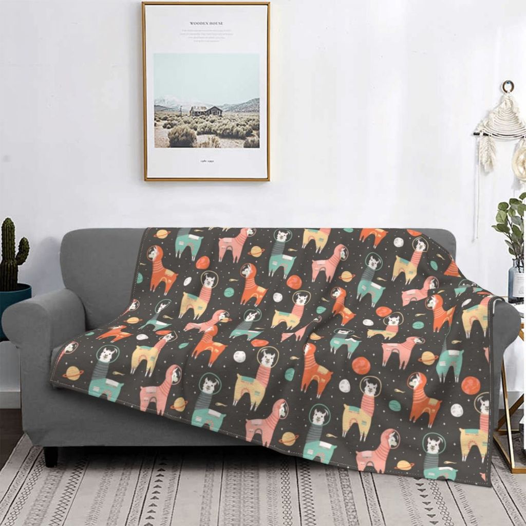 Chăn Đắp In Hình Lạc Đà Alpaca Bằng Vải Nỉ Ấm Áp Nhỏ Gọn Cho Nhà Ở/Ngoài Trời