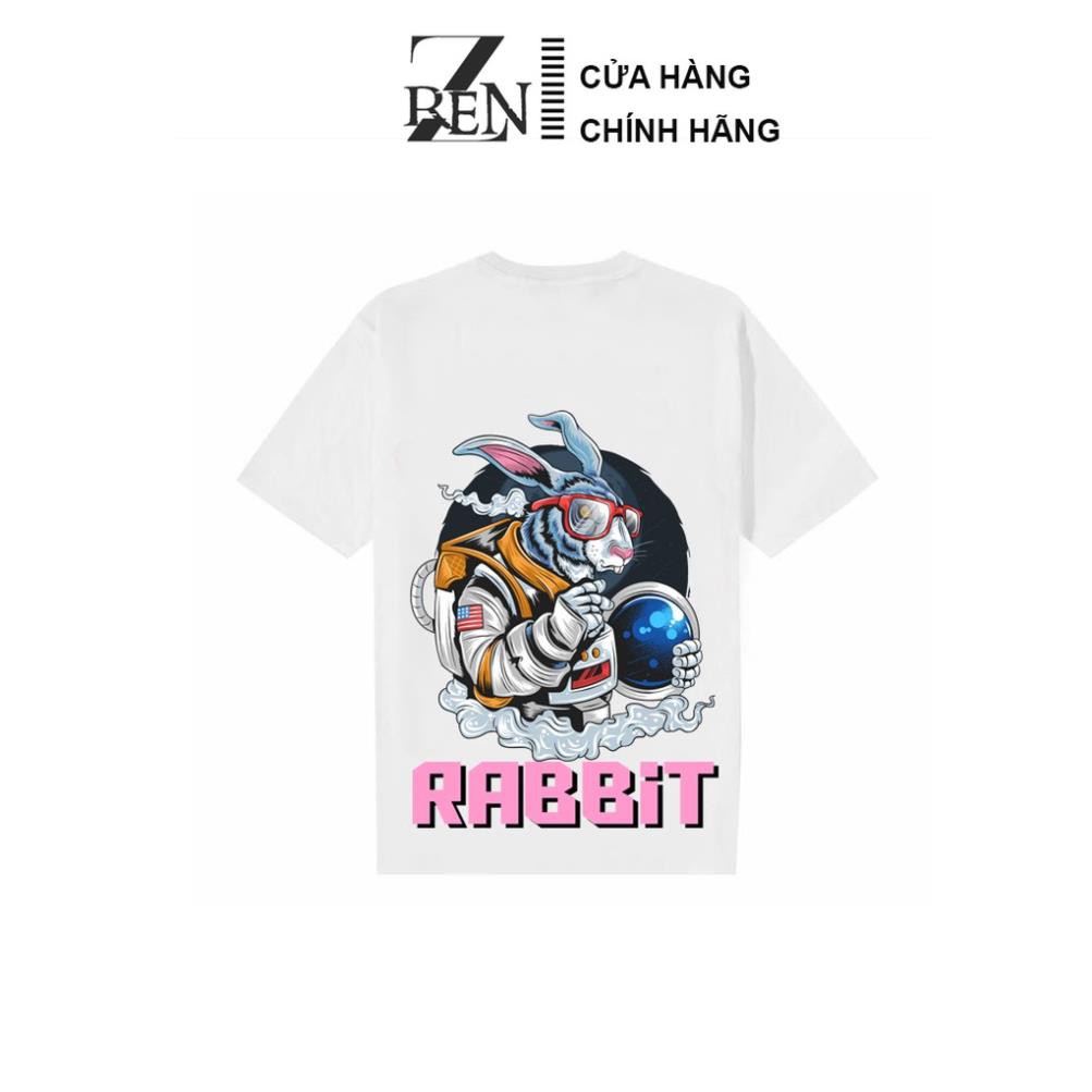 Áo thun tay lỡ RENZ phông Unisex nam nữ Cotton oversize form rộng RABBIT SPACE RZT07