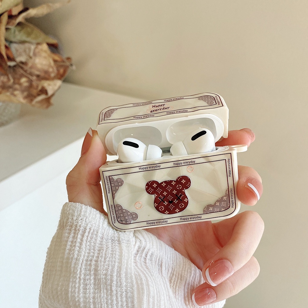 Vỏ bảo vệ hộp sạc tai nghe SPRISE bằng silicon họa tiết gấu thời trang thích hợp cho Airpod 1/2/Pro/3