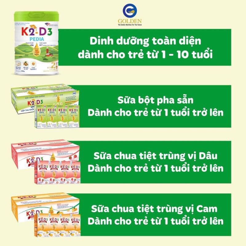 Sữa dinh dưỡng y dược  K2D3 phát triển chiều cao và trí não 900G