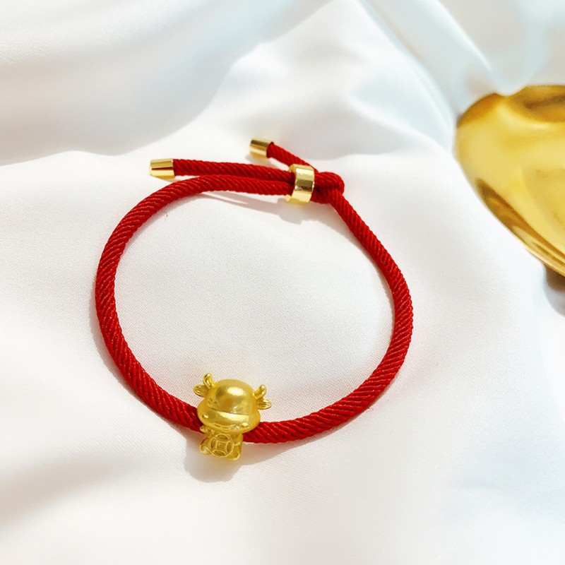 Vòng Tay Dây Đỏ May Mắn Hình Kỷ Sửu Phong Cách Trung Hoa 2021