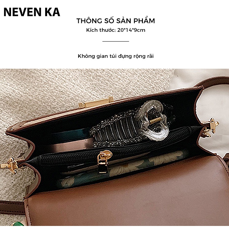 Túi Đeo Chéo Dáng Chữ Nhật Da Vân Rắn Phong Cách Trẻ Trung NEVENKA N0012