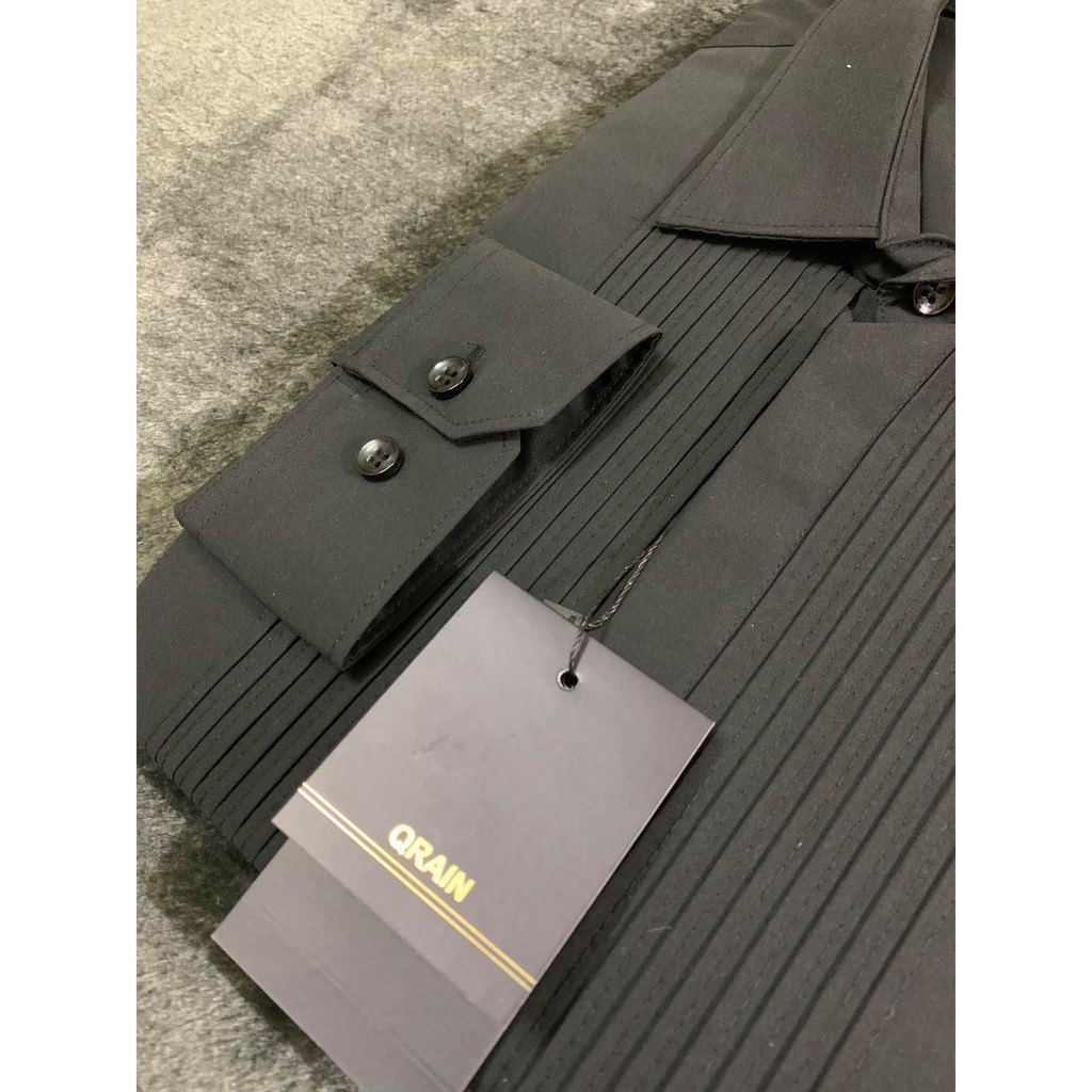 Áo Sơ Mi Nam Dài Tay Xếp Ly Ngực Vải Lụa Cao Cấp, Áo Sơ Mi Trắng Đen Trơn Dáng Ôm Form Body, T-man | BigBuy360 - bigbuy360.vn