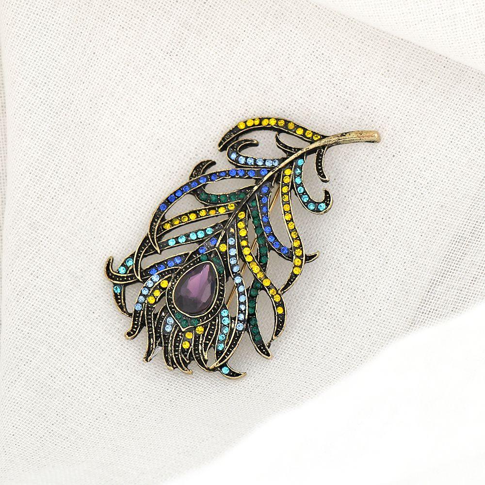 Ghim Cài Áo Hình Chim Công Dành Cho Nữ|Ghim Cài Áo Tráng Men Màu Xanh Đậm Phong Cách Boho Thời Trang