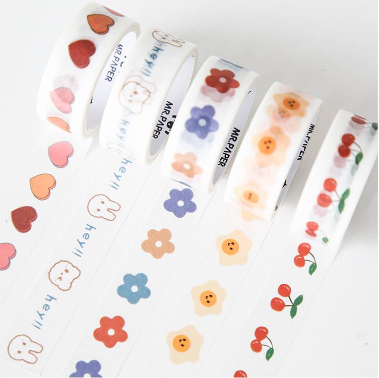 Washi Tape Hoa nhỏ Mô hình tình yêu Nhãn dán trang trí Nhãn dán trang trí DIY 8 kiểu