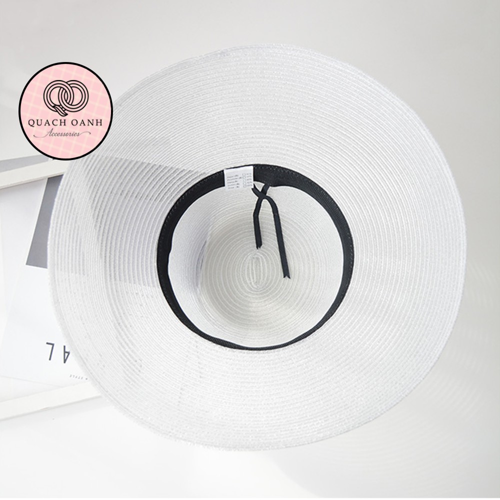 Mũ cói mềm, nón cói đi biển nữ lưới trong chuông lồng đèn đính chữ M phong cách vintage chống nắng - MU65