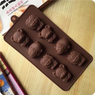 KHUÔN SILICON HÌNH Sư tử hà mã làm kẹo dẻo/ khuôn silicon 8 con thú ngộ nghĩnh