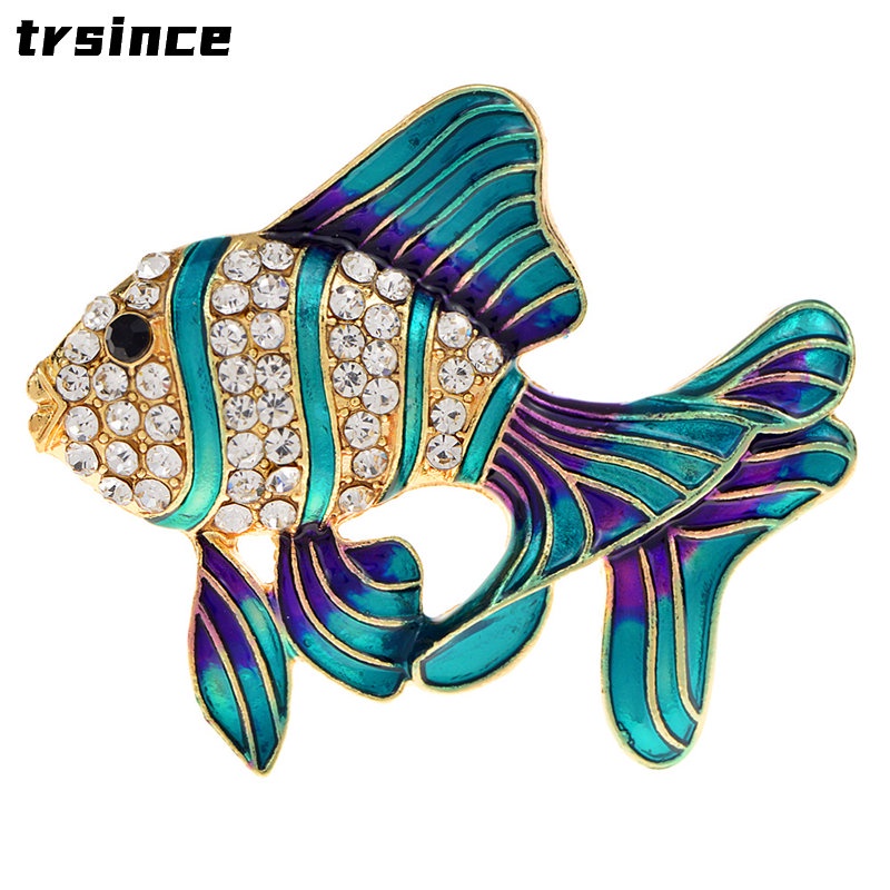 Ghim Cài Áo Hình Cá Đính Đá 3 Màu Tùy Chọn Thời Trang Cho Nữ