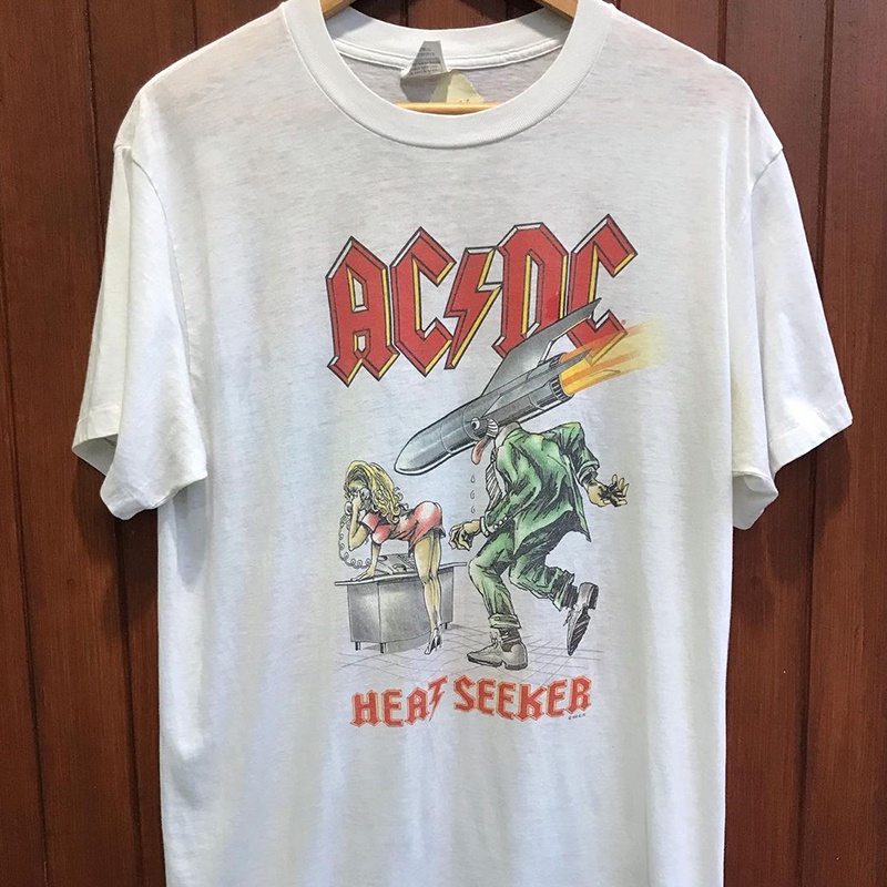 Áo Thun Ngắn Tay Dáng Rộng In Hình Ban Nhạc ACDC rock Đường Phố vintage Cho Nam Và Nữ