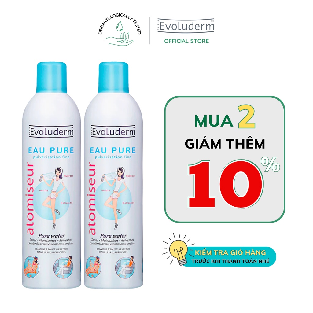 Xịt khoáng dưỡng da cấp ẩm Evoluderm Atomiseur Eau Pure 400ml/chai  - Mỹ phẩm Ola