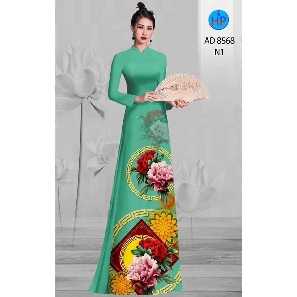 Vải áo dài in 3D họa tiết Tết chất lụa mềm, hình thật