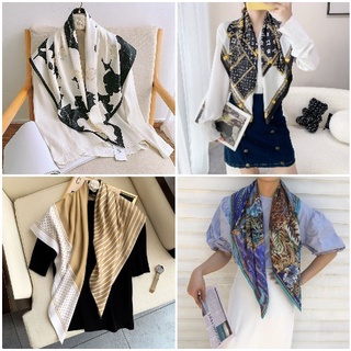 Khăn choàng cổ lụa mềm phong cách Twill Tudung Bawal Hijab cho nữ WJ1007-D 90cm(35.4inch)