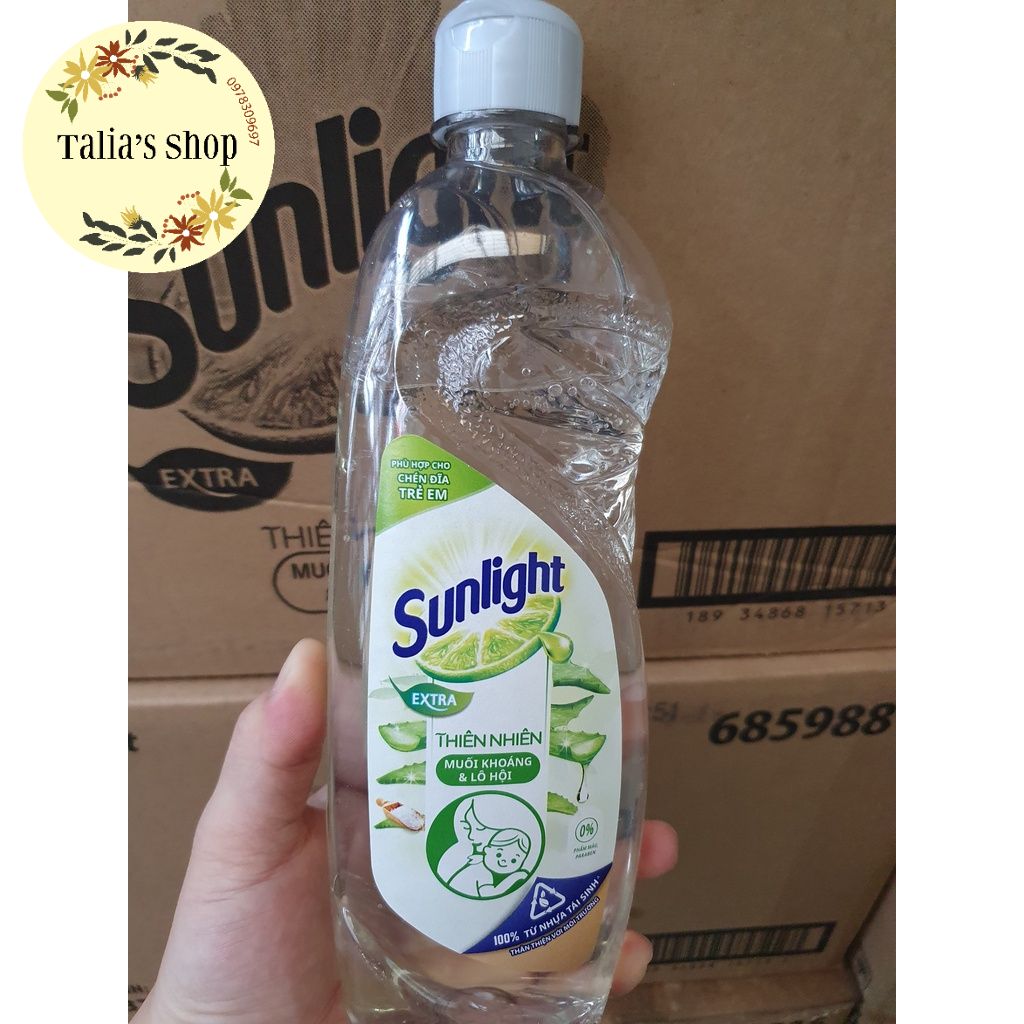370G - Nước Rửa Chén Sunlight Thiên Nhiên Tinh Chất Muối Khoáng Và Lô Hội An Toàn Cho Bé