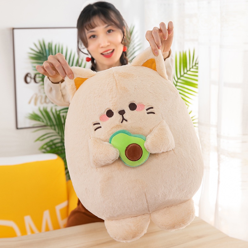Gấu bông mèo lông xù cầm bơ