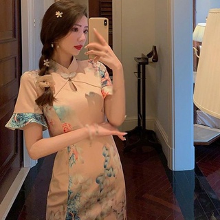 Đầm Tay Loe Thiết Kế Xẻ Tà Phong Cách Trung Hoa Cho Nữ #7