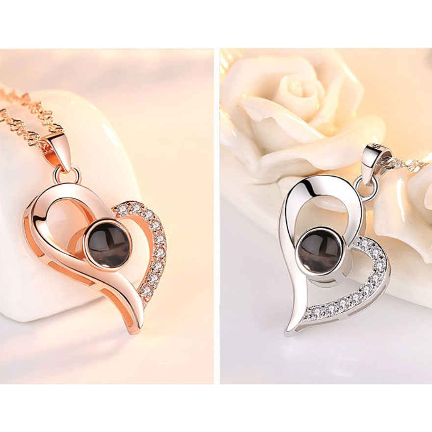 Dây Chuyền Bạc Nữ Dây Chuyền Đính Đá Bằng Bạc Thật S925 Cao Cấp - Dây Chuyền Mặt Trái Tim Đính Ngọc