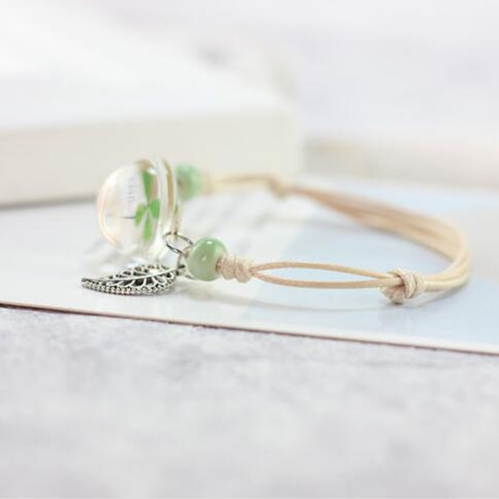 Vòng Tay Nữ Trang Đính Quả Cầu Cỏ Khô Xinh Xắn