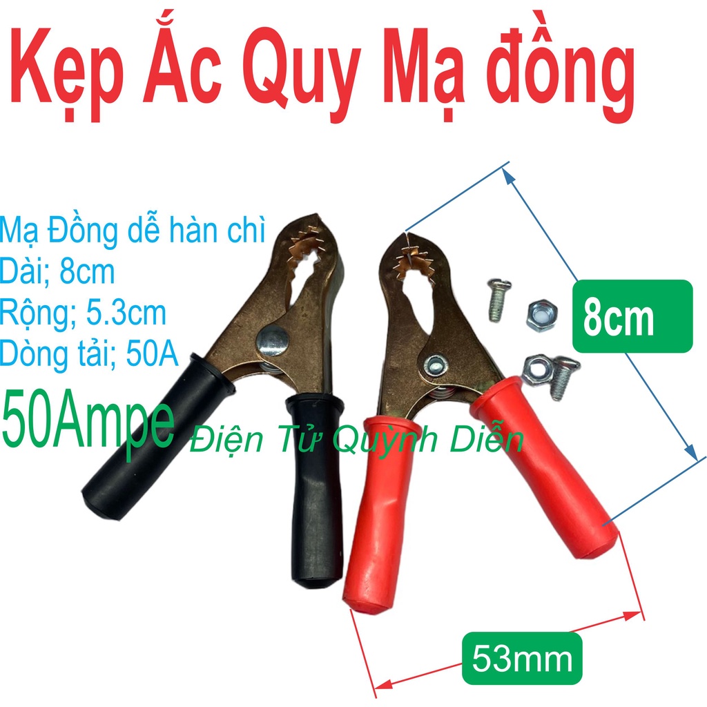 Kẹp Ắc Quy mạ đồng 50Ampe Đỏ Đen