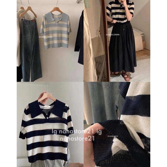 Áo polo kẻ nhiều màu Nana21 Nana21store