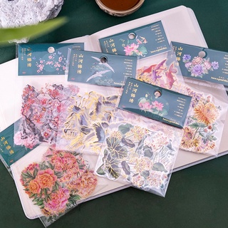 Ông Giấy 6 Kiểu 30 Tờ / Gói Hình dán Retro Cây Hoa Sen Mận Cá Koi Sáng tạo Tài khoản Tay Trang trí Ảnh ghép Tự làm Chất liệu Văn phòng phẩm Nhãn dán