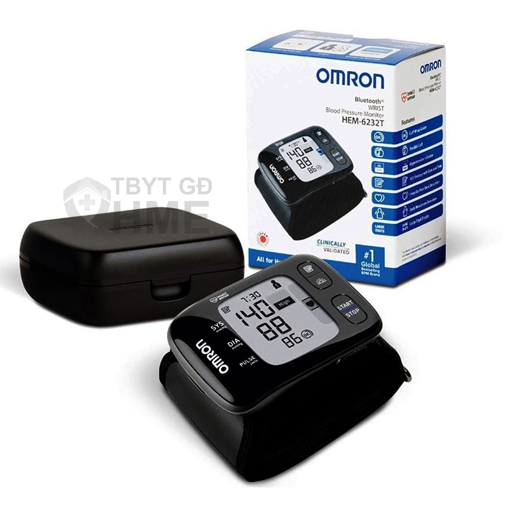 Máy đo huyết áp Omron cao cấp  6232T - Thiết kế siêu nhỏ, kết nối bluetooth, trang bị các tính năng cao cấp nhất