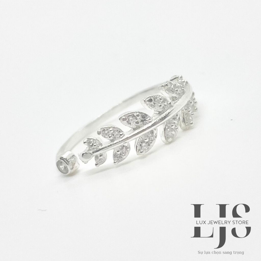 Nhẫn nữ bạc 925 Lux Jewelry, nhẫn nữ hở hình bông lúa đính đá - LUX970