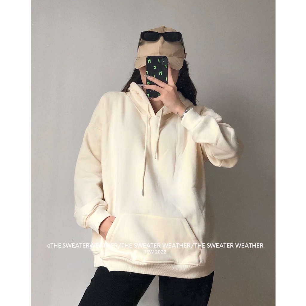 Áo hoodie nỉ bông trơn