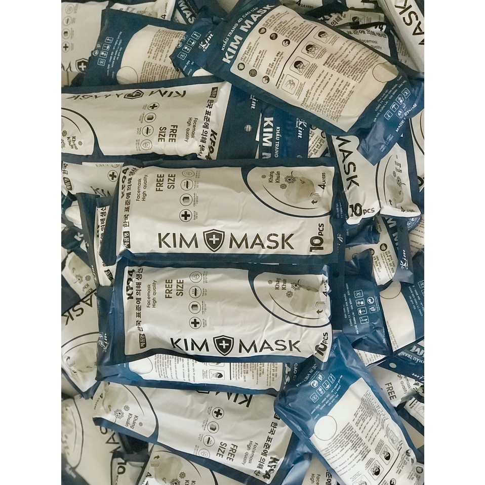 Khẩu trang KF94 Kim Mask kháng khuẩn, lọc bụi - túi zíp 10 cái - 4 lớp