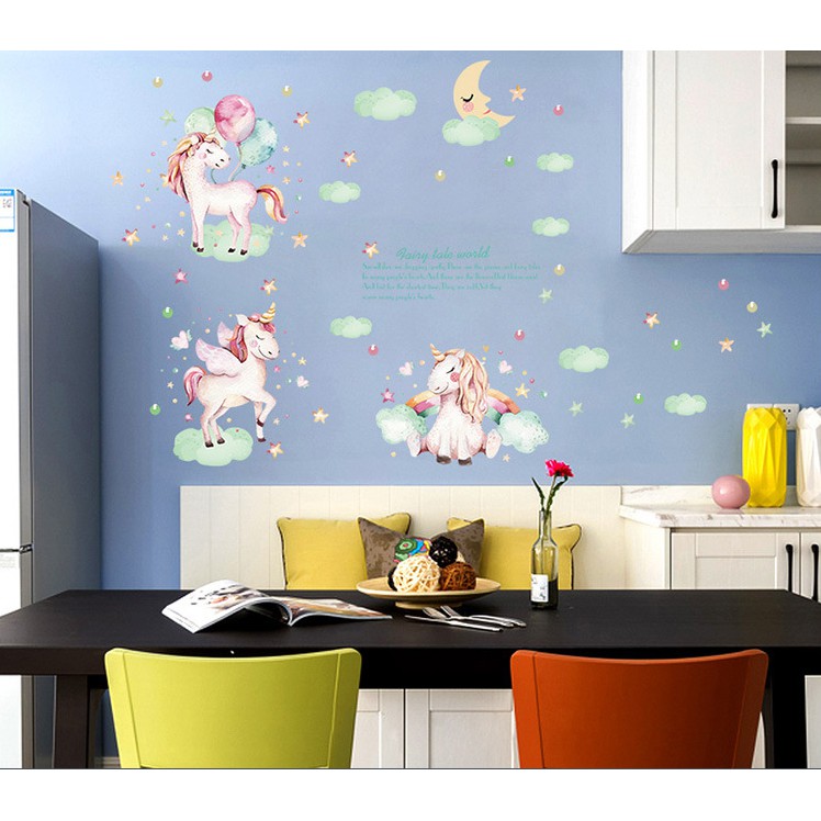 Decal trang trí tường 3 Chú Kỳ Lân thiên thần