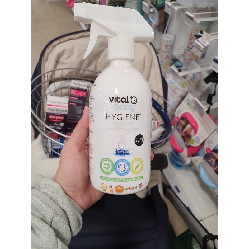 Mua Nước tiệt trùng diệt khuẩn rửa tay khô Vital Baby Hygiene Aquaint Anh Quốc