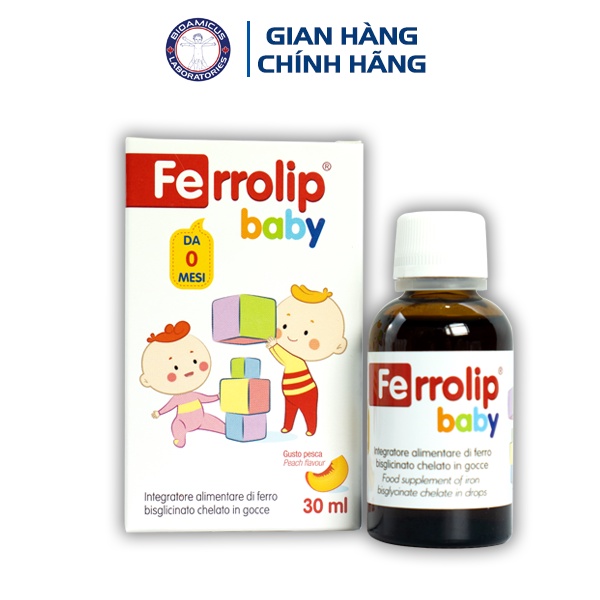 Sắt Ferrolip Baby dạng siro vị đào thơm ngon lọ 30 mL