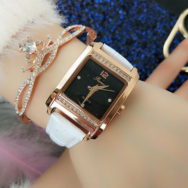 Đồng Hồ Nữ PRANCE Dây Da Mặt Vuông Chính Hãng