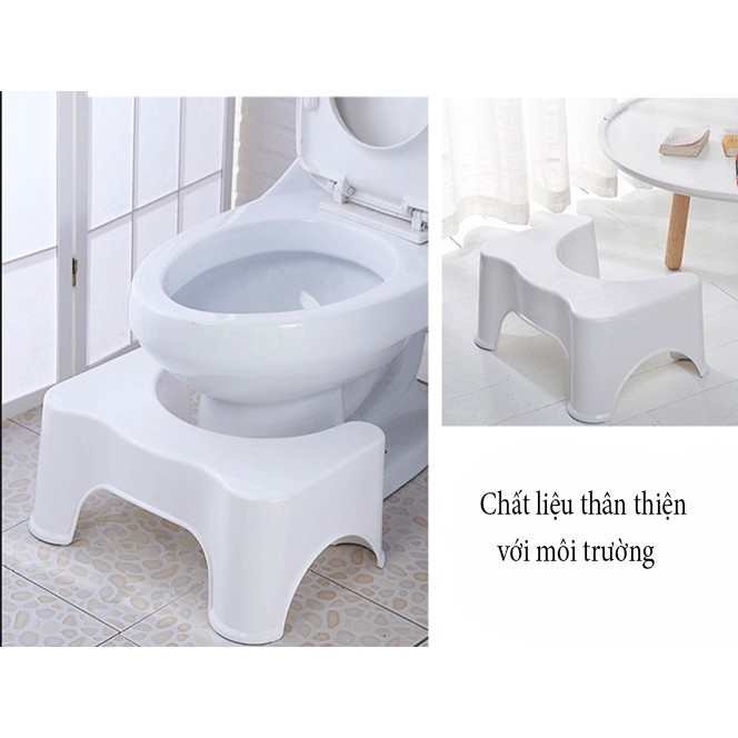 Ghế kê chân toilet chống táo bón Việt Nhật Made in Việt Nam Ghế hỗ trợ đi vệ sinh (màu trắng)