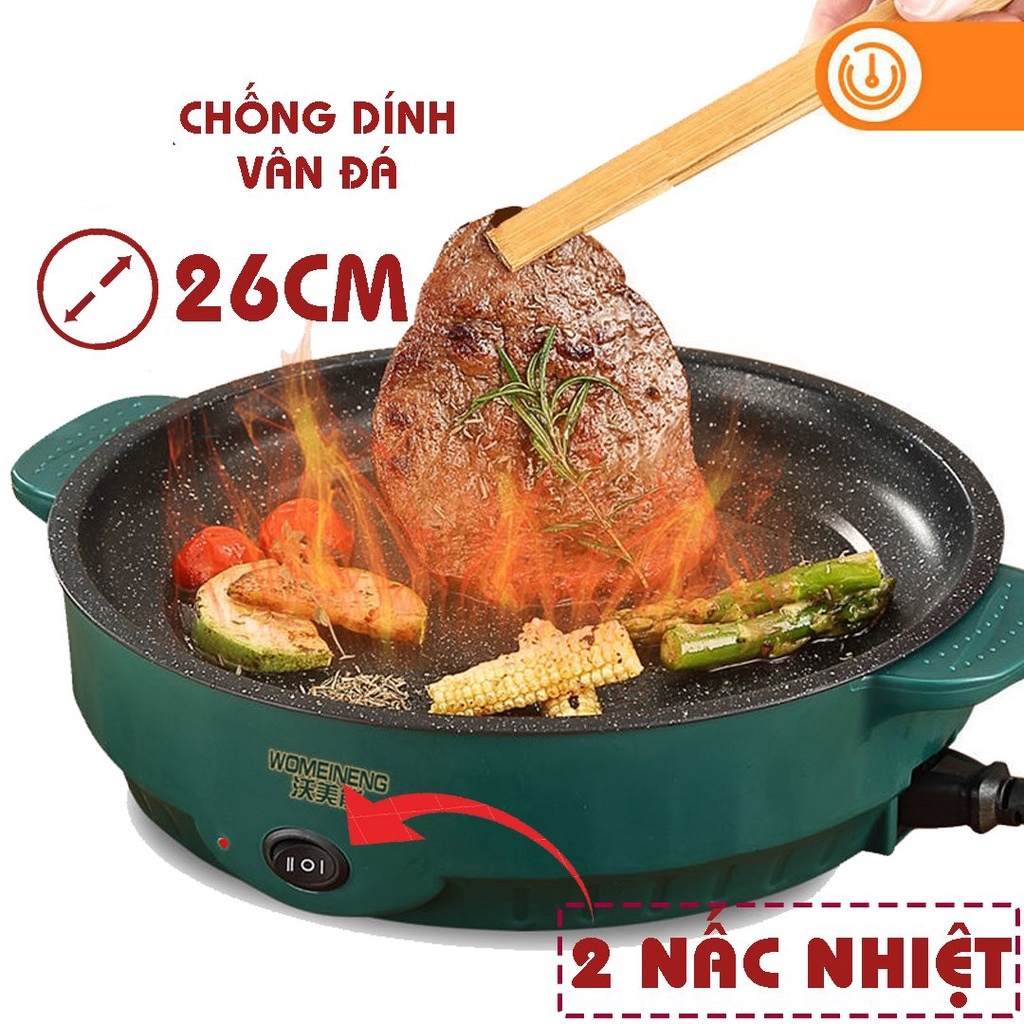 Chảo Nướng Điện Mini Đa Năng 26cm Tráng Men Chống Dính Cao Cấp Nhỏ Gọn Tiện Lợi Mới Nhất