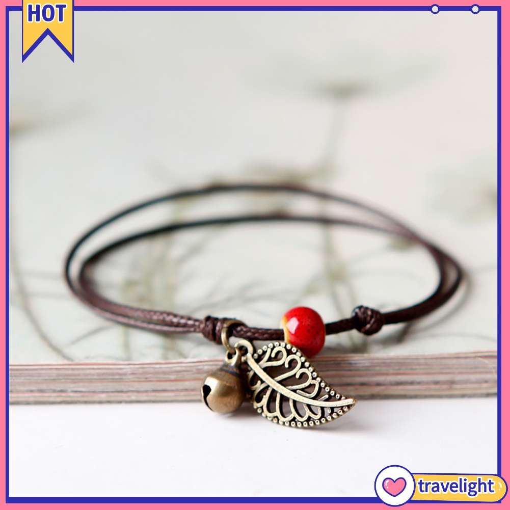 Vòng đeo tay mặt hình chiếc lá đính hạt gốm sứ kiểu dáng cổ điển