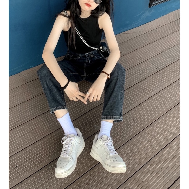 Quần baggy màu đen xám trơn cực đẹp , hàng Quảng châu