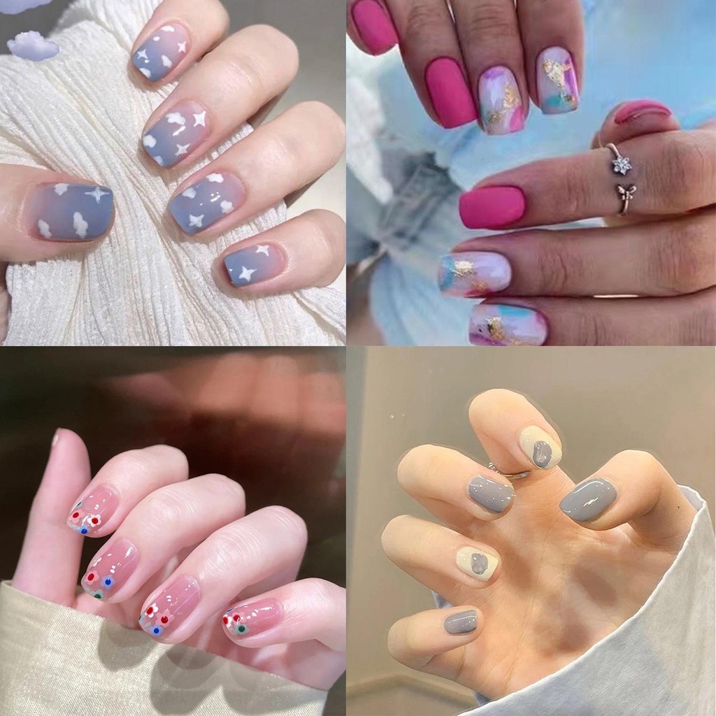 Hộp 24 Móng Tay Giả Đầu Vuông Che Phủ Toàn Diện MIHAN1