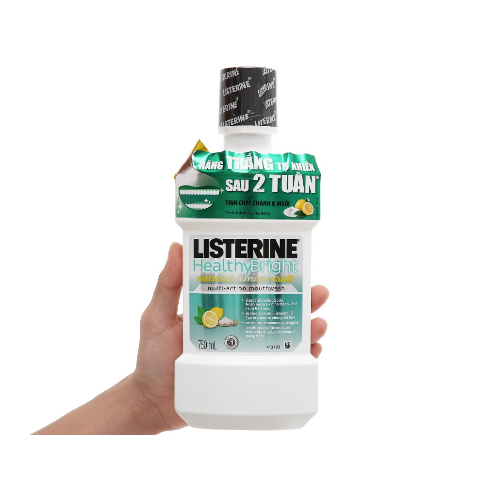 Nước Súc Miệng Listerine Healthy Bright Làm Trắng Răng Tự Nhiên Hơi Thở Thơm Mát