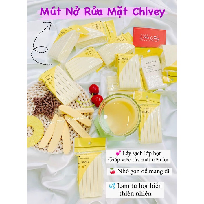 Bông Nở Rửa Mặt Chivey Hàng Loại 1 Gói 12 miếng [Chính Hãng]