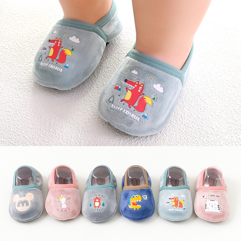 Đôi Giày Bông Mềm Ấm Áp Hình Khủng Long Cho Bé 1-4 Tuổi