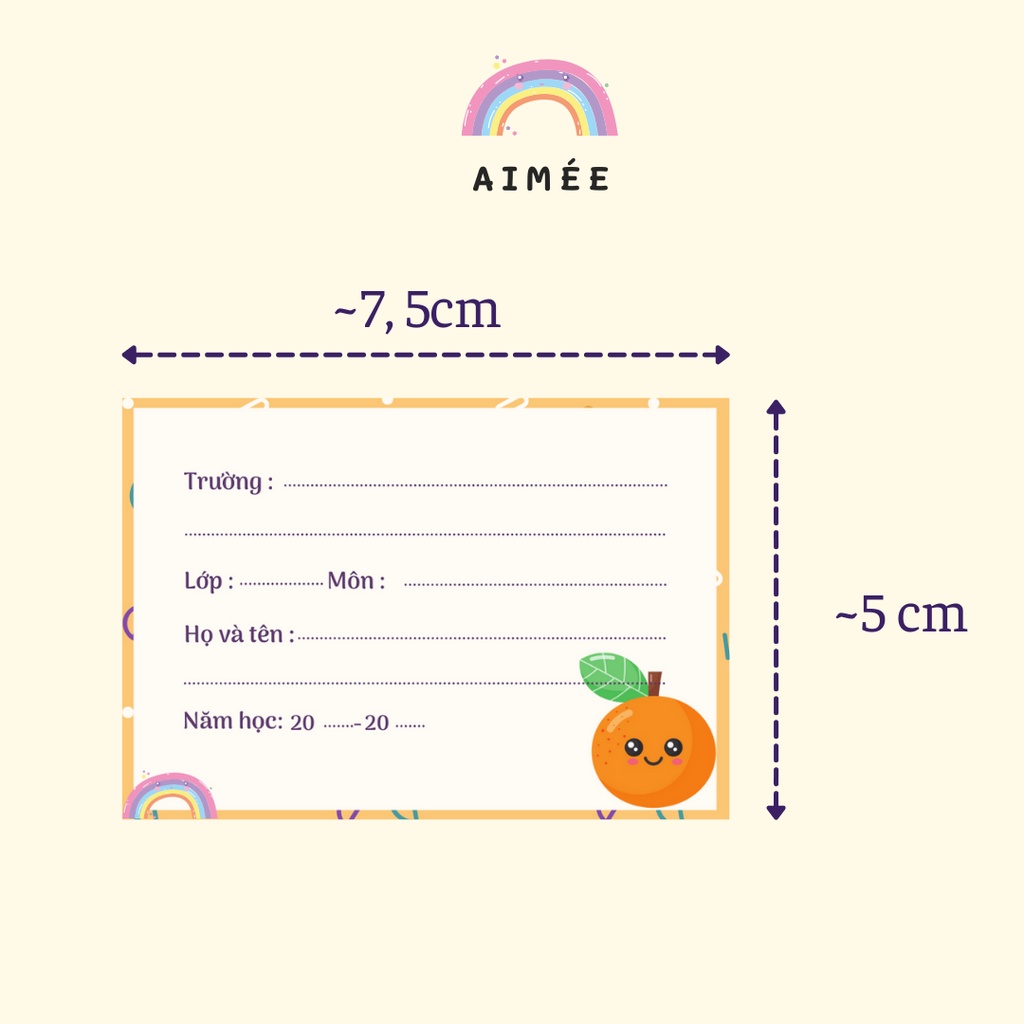 Nhãn vở họa tiết hoa quả dễ thương  | AIMÉE