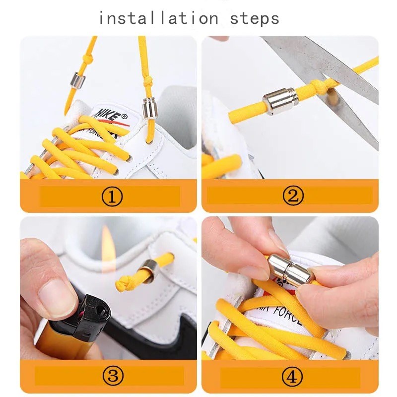 Popkozzi 1 Cặp Dây Giày Co Giãn Hình Bán Nguyệt Bằng Kim Loại Không Cần Buộc Phù Hợp Với Nam Và Nữ Trẻ Em